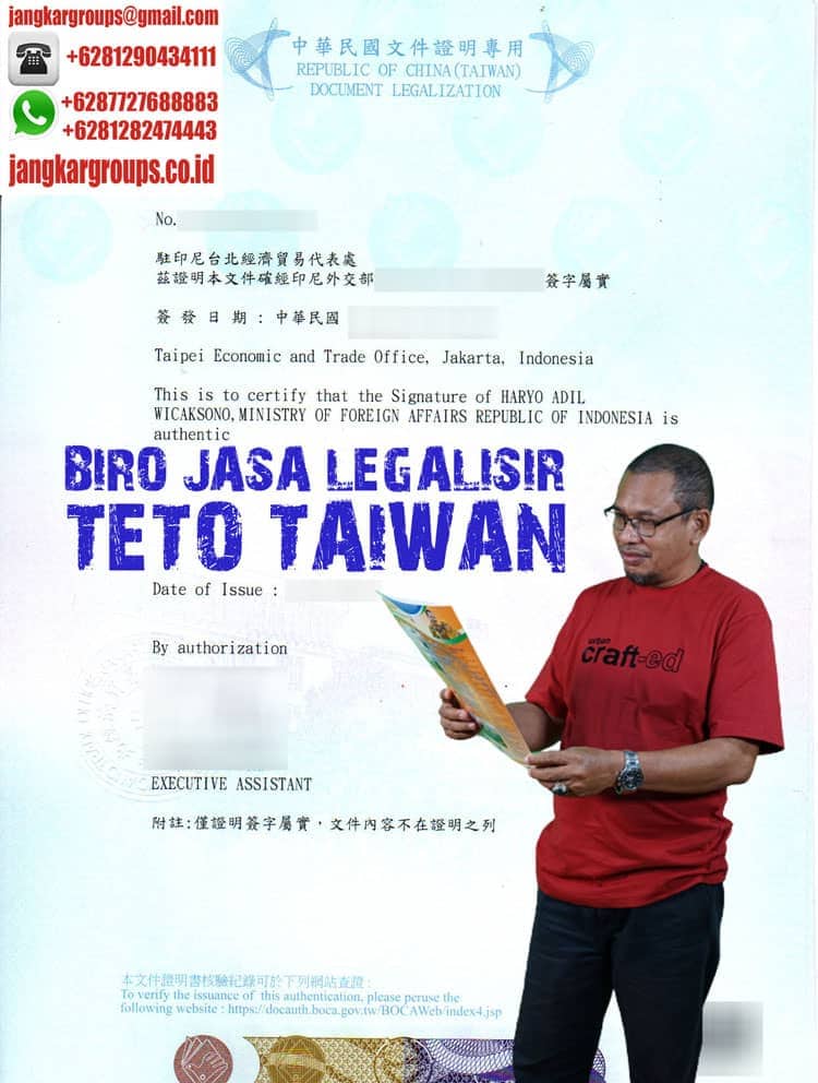 BIRO JASA LEGALISIR TETO TAIWAN