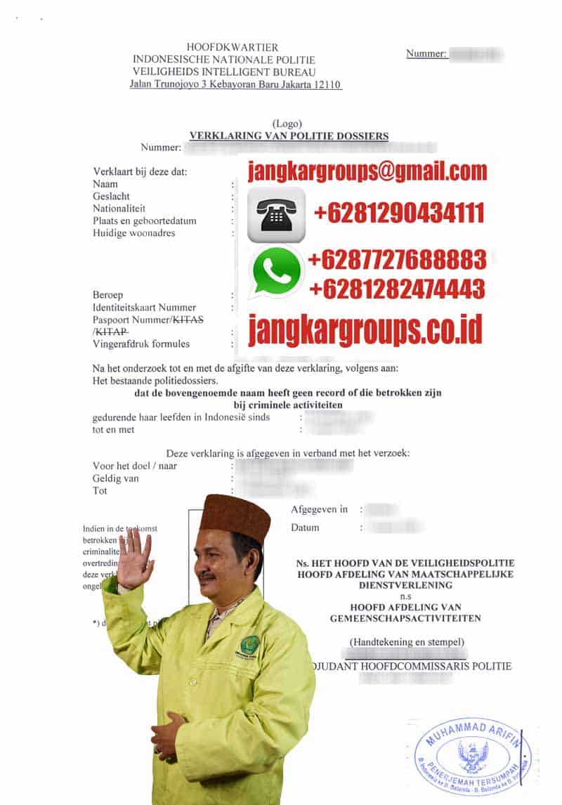 Contoh SKCK Bahasa Belanda