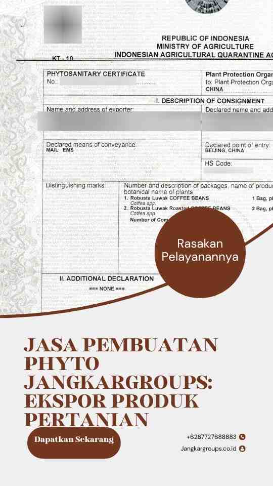 Jasa Pembuatan Phyto Jangkargroups: Ekspor Produk Pertanian