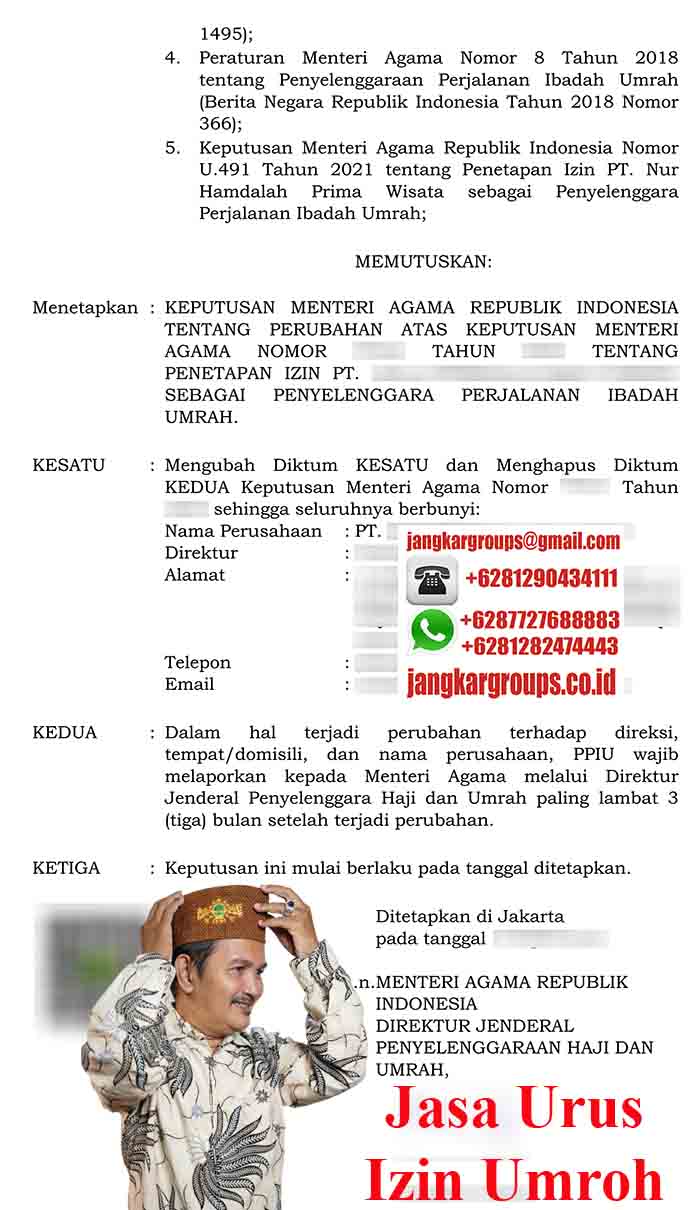 Contoh Perubahan Izin Umroh
