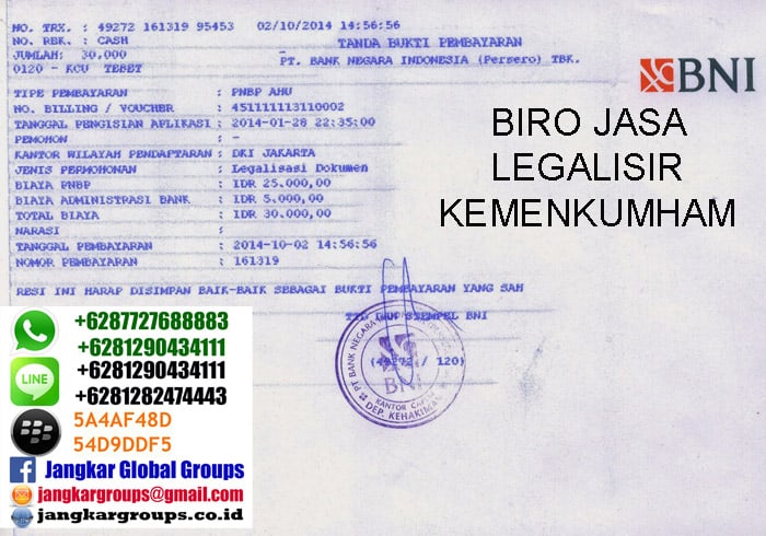 Biaya Legalisir Ijasah Kemenkum HAM