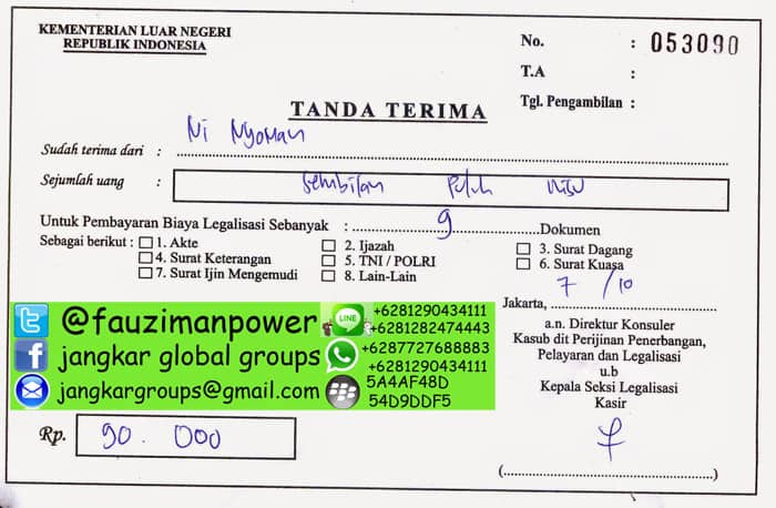 biaya legalisir dokumen kemenlu