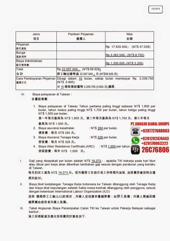 MENGENAL COST STRUCTURE PENEMPATAN TKI NELAYAN KE TAIWAN