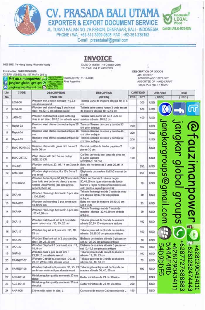 invoice argentina | LEGALISIR DOKUMEN EXPORT