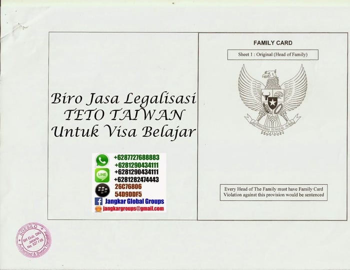 Legalisir Visa Belajar Di TETO Taiwan