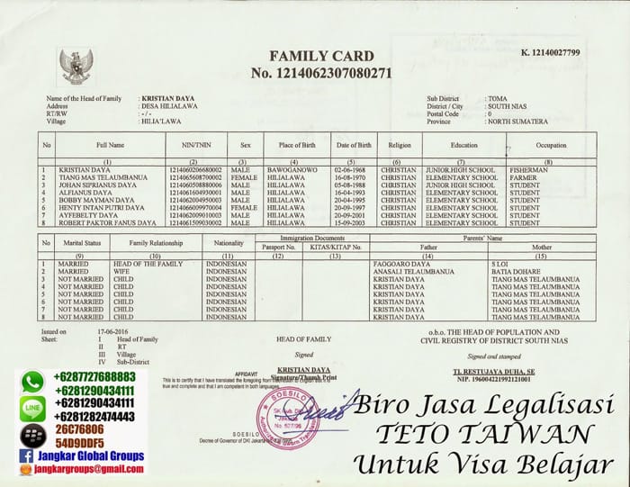 Legalisir Visa Belajar Di TETO Taiwan