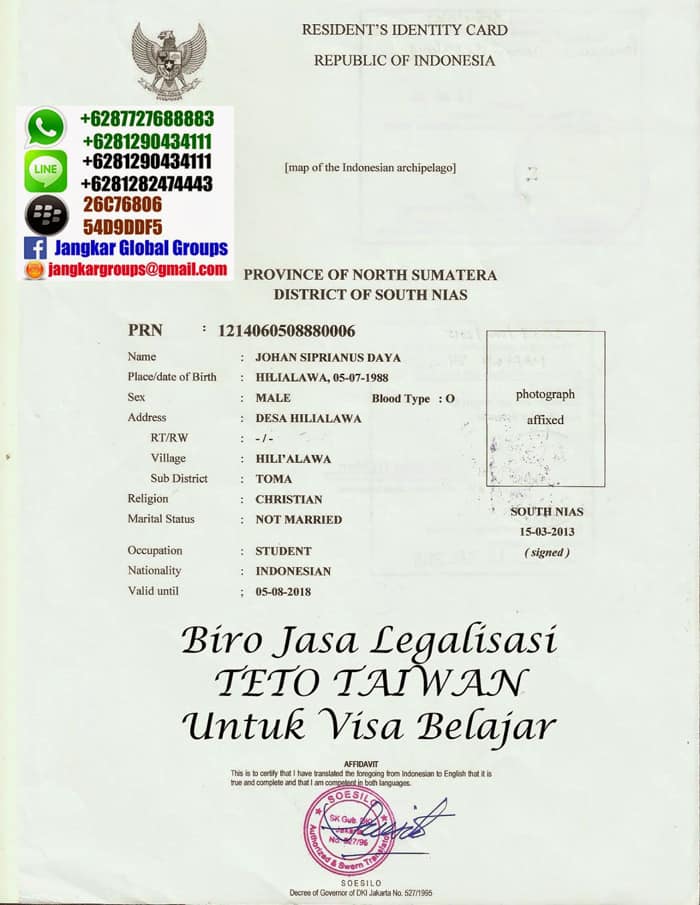 Legalisir Visa Belajar Di TETO Taiwan