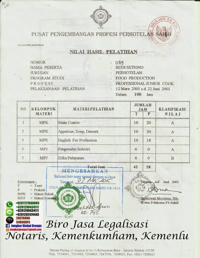 legalisir ijasah perhotelan uae