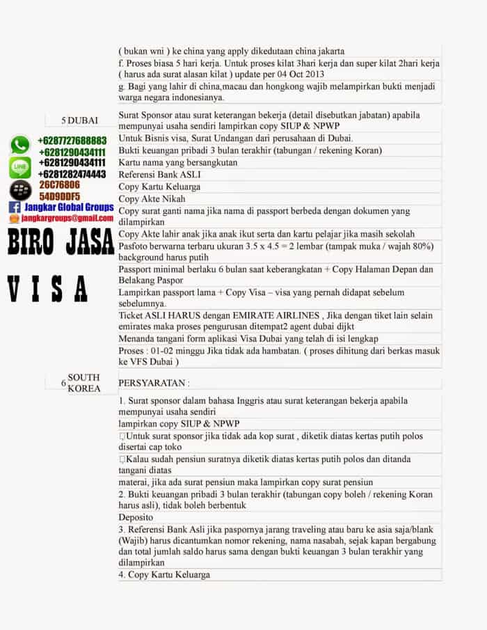 Persyaratan visa touris 