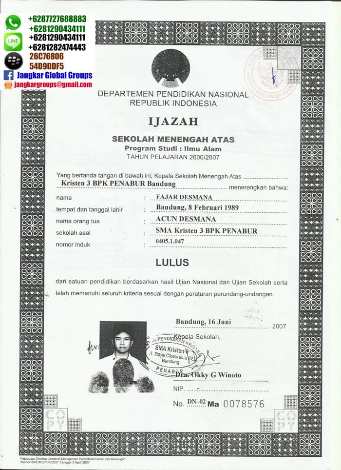 ijasah-sma | VISA UNTUK TENAGA AHLI DI TAIWAN