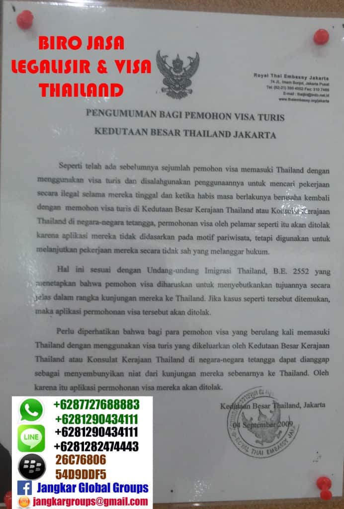 visa turis ke thailand