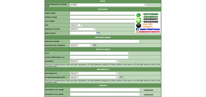 form-visa-brazil, VISA KERJA BRAZIL