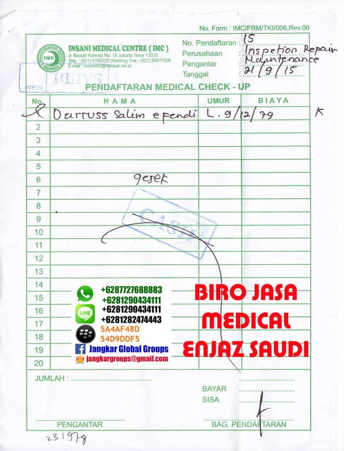 pendaftaran Enjaz Medical Saudi