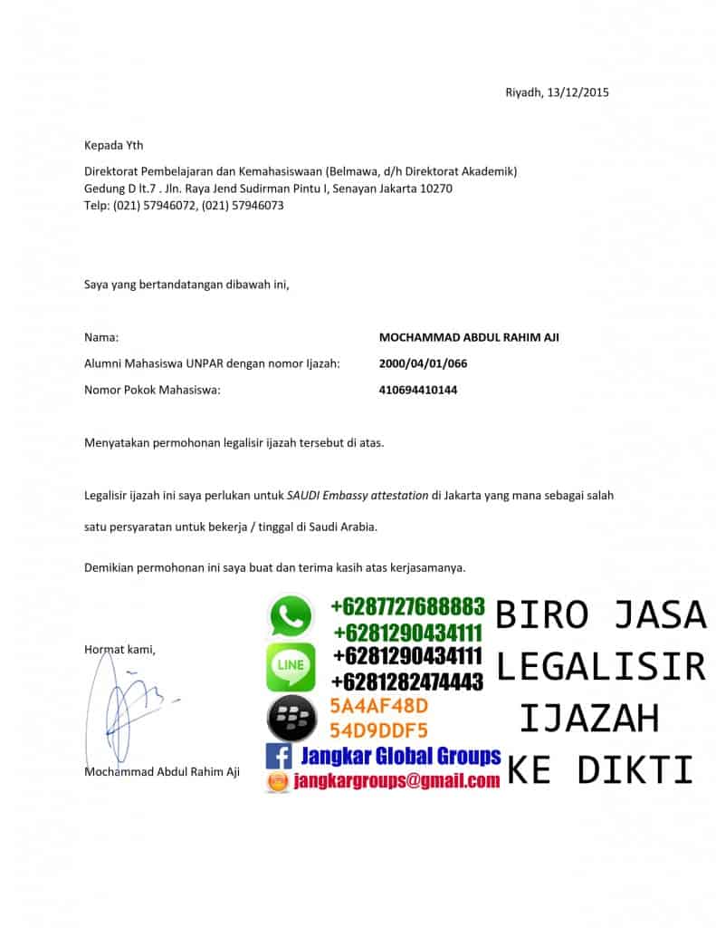 permohonan legalisir ijazah