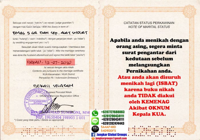 buku nikah asli tapi tidak diakui kemenag