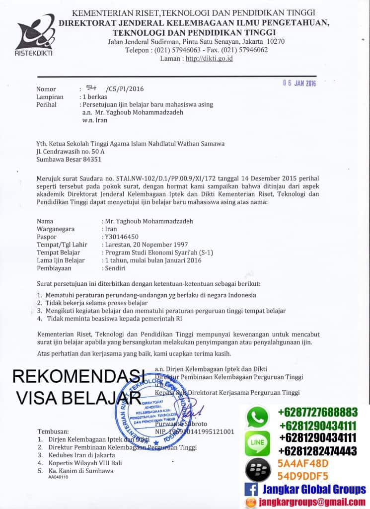 rekomendasi visa belajar,Izin Belajar Mahasiswa Iran