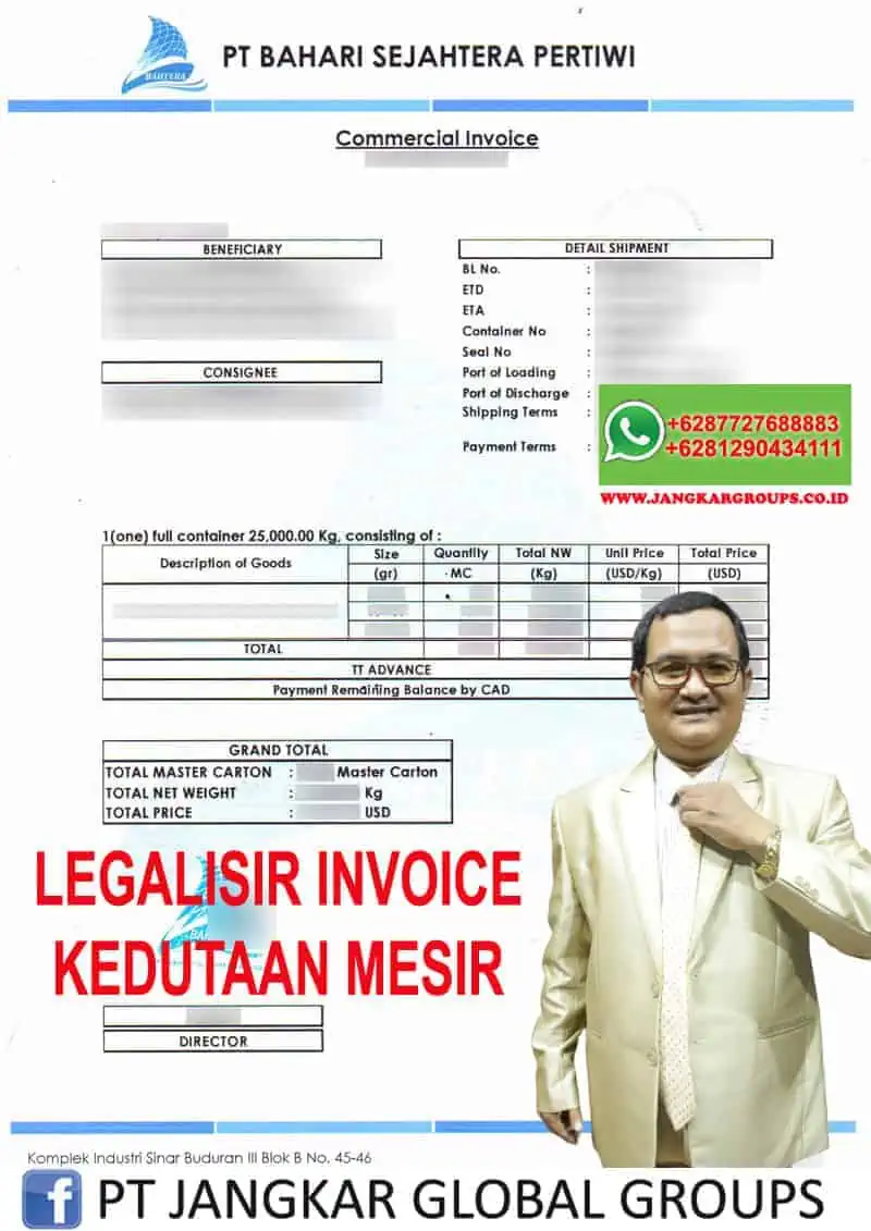 LEGALISIR INVOICE KEDUTAAN MESIR