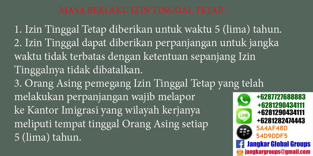 masa berlaku itap, IZIN TINGGAL TETAP