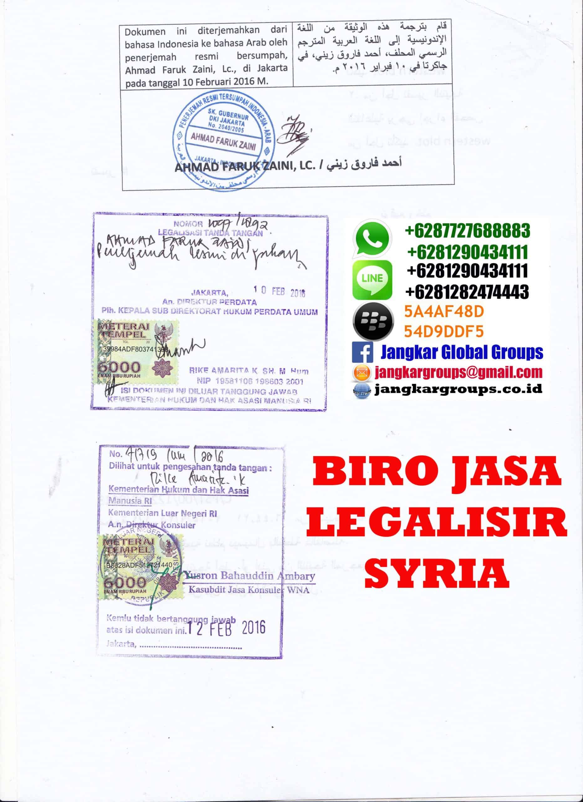 biaya legalisir persyaratan menikah warga syria