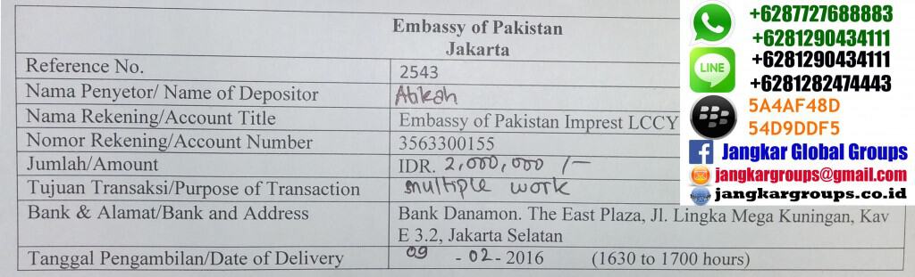 biaya visa kerja pakistan