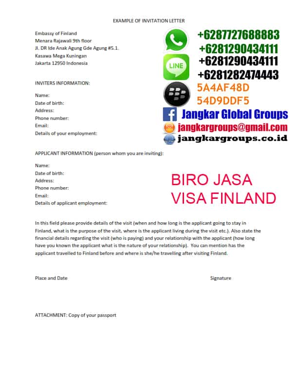 EXAMPLE OF INVITATION Persyaratan Visa Finlandia