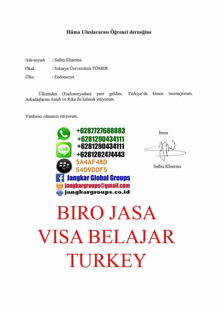 surat-pernyataan-akomodasi,VISA BELAJAR BAHASA KE TURKI