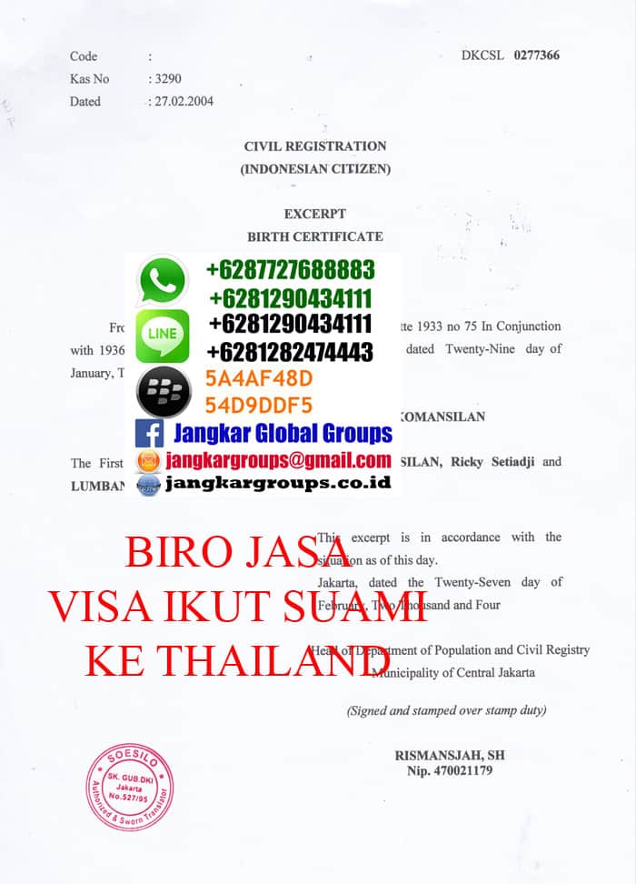 akta-kelahiran-anak,Visa ikut suami ke Thailand