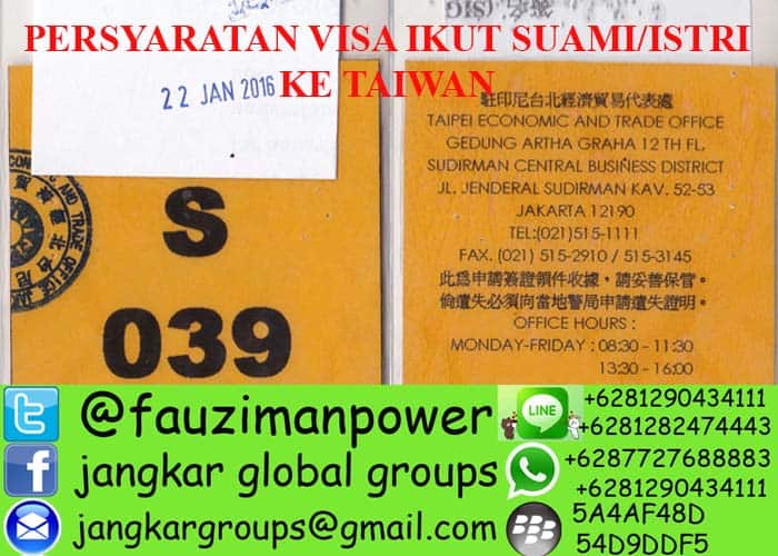 persyaratan visa ikut suami istri ke taiwan