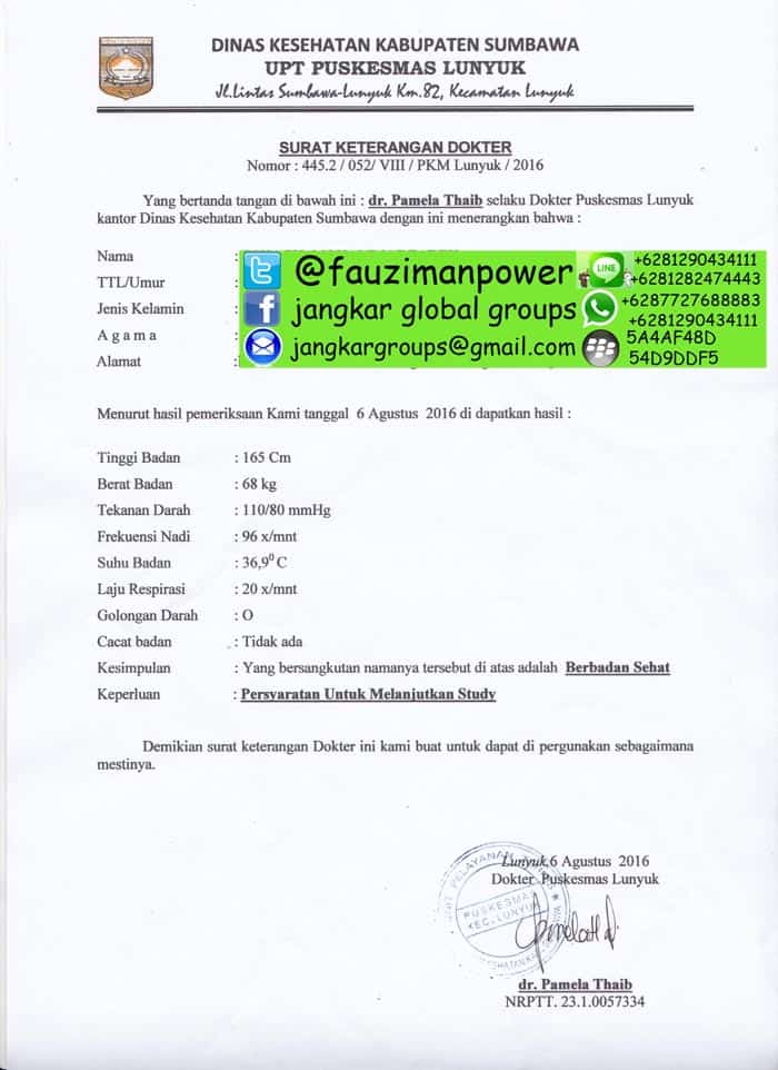 surat keterangan dokter penyetaraan ijazah