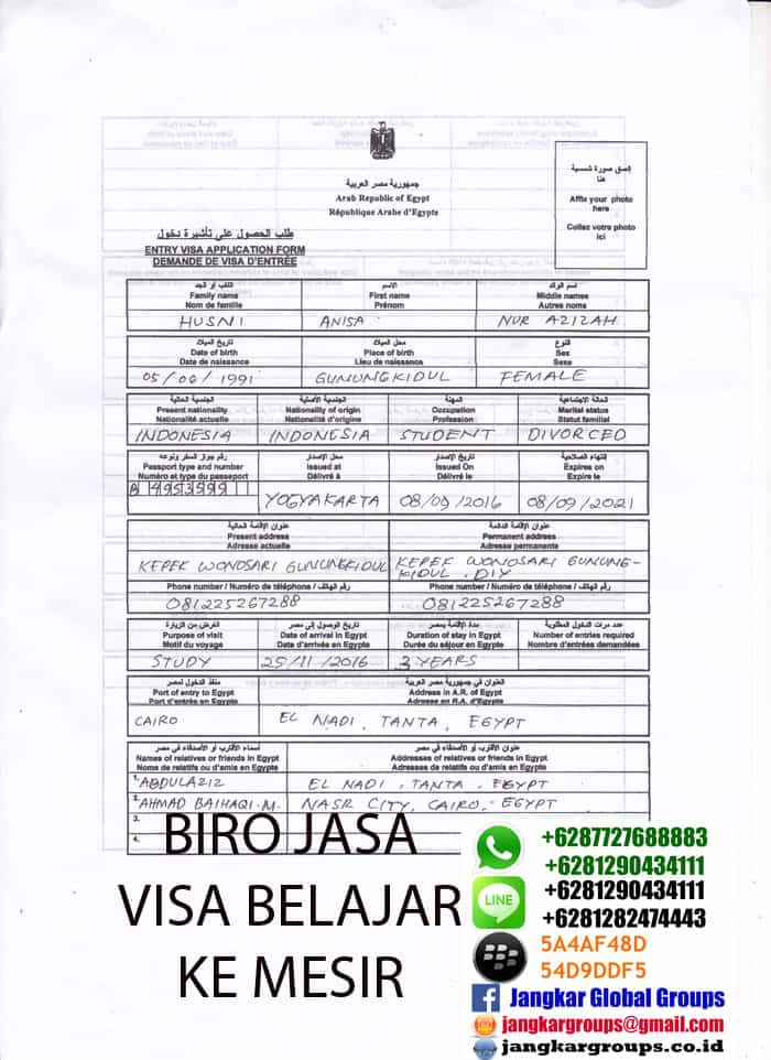 PERSYARATAN VISA BELAJAR MESIR