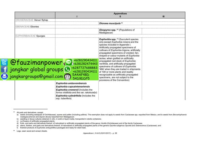 tumbuhan satwa liar cites Appendices 2017-A_058