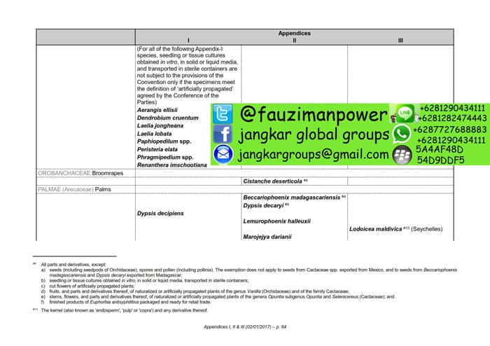 tumbuhan satwa liar cites Appendices 2017-A_064