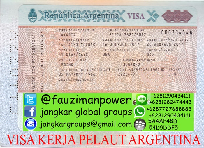 visa kerja pelaut argentina