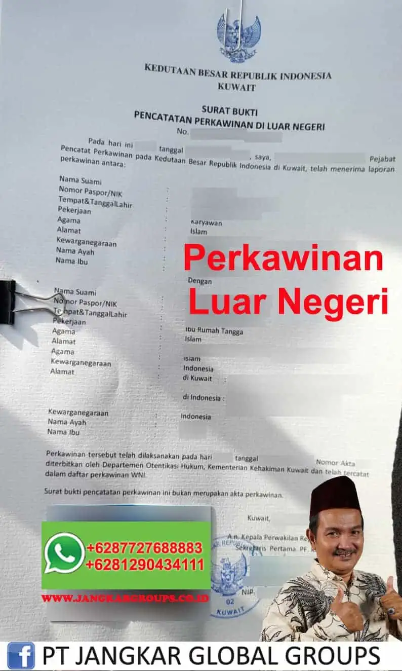 surat bukti pencatatan perkawinan di luar negeri kbri kuwait