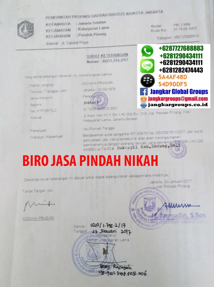 Surat Pengantar Nikah atau Pindah Nikah