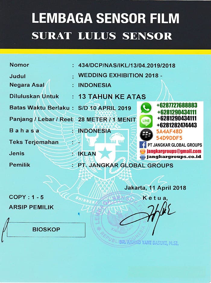 surat lulus sensor shangri-la wedding exhibition 2018