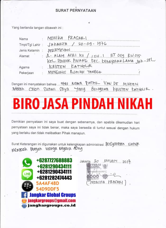 Surat Pengantar Nikah atau Pindah Nikah