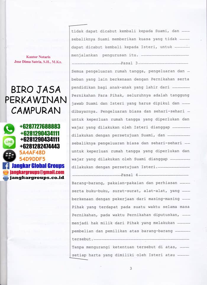 contoh perjanjian perkawinan