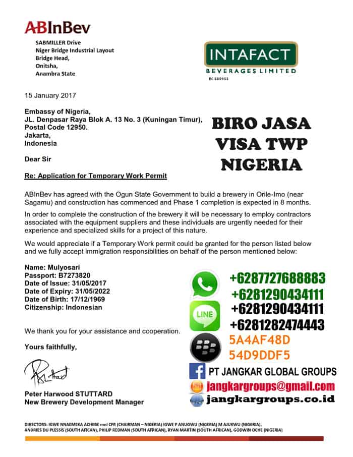 TEMPORARY WORK PERMIT TWP NIGERIA