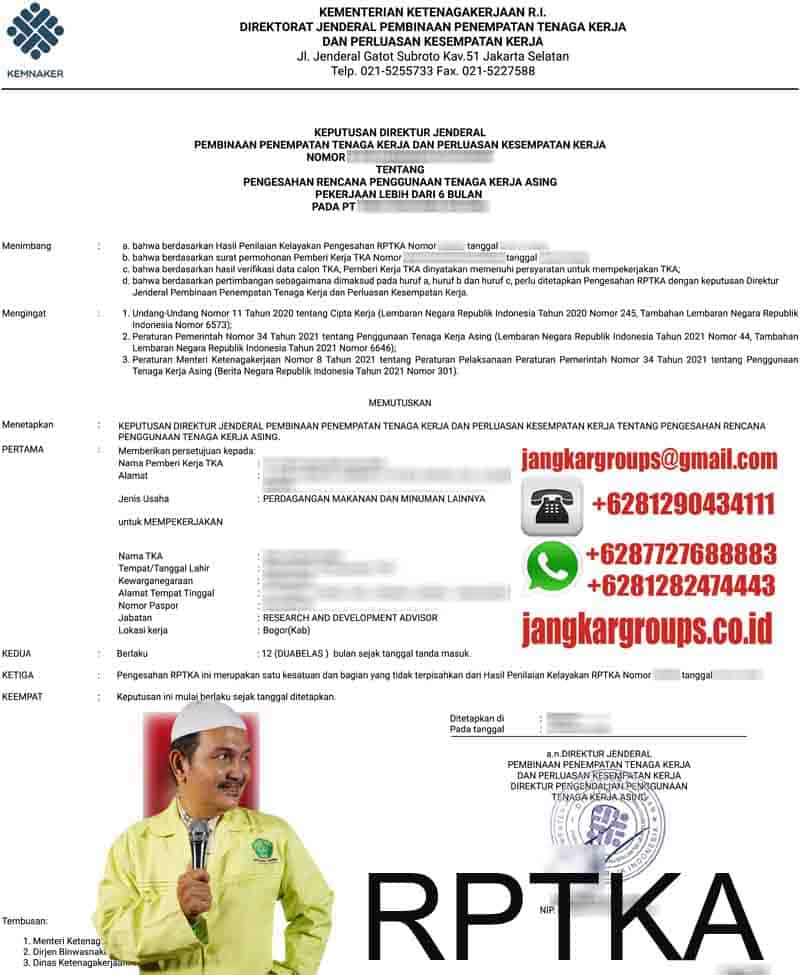 Contoh RPTKA Jasa Pembuatan RPTKA