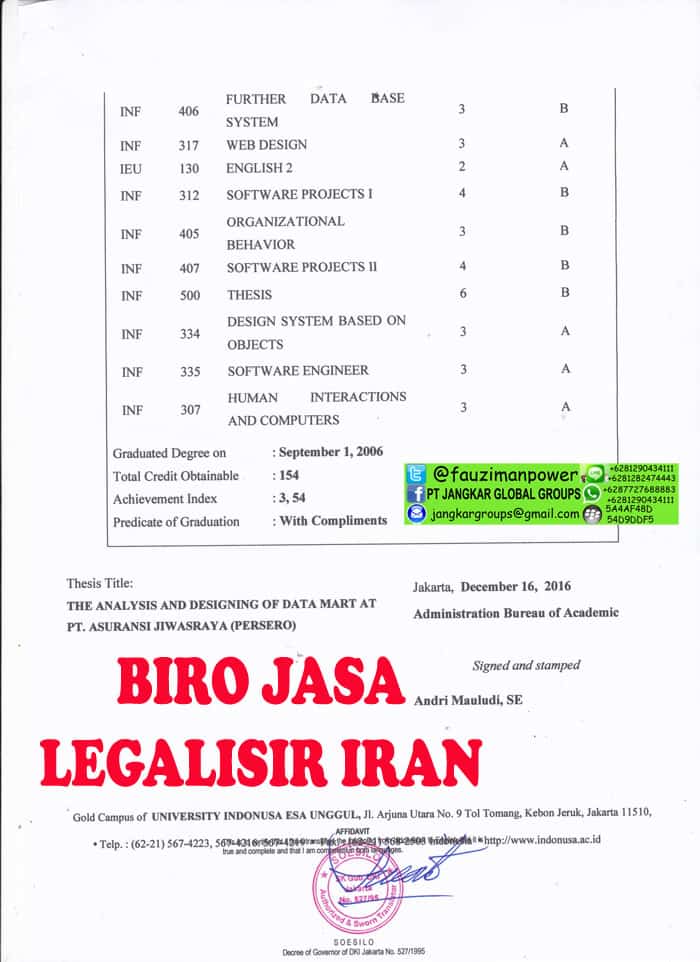 Translate transkrip esa unggul3 - atestasi ijazah di kedutaan iran