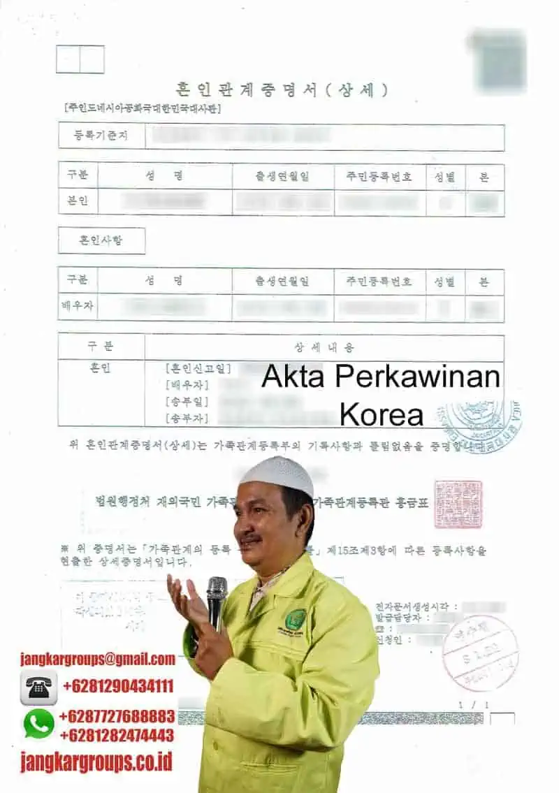 Contoh Akta Perkawinan Korea