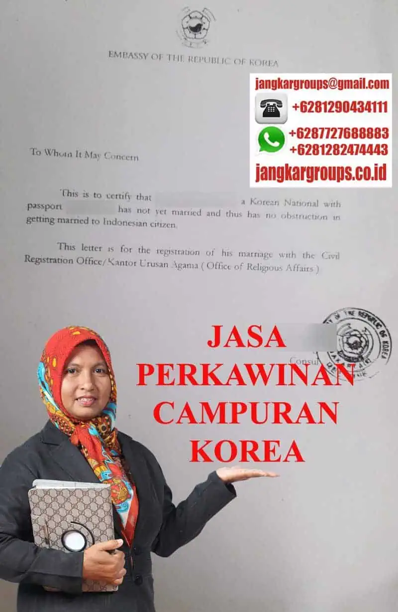 Contoh CNI Korea Syarat Menikah Dengan WNA Korea