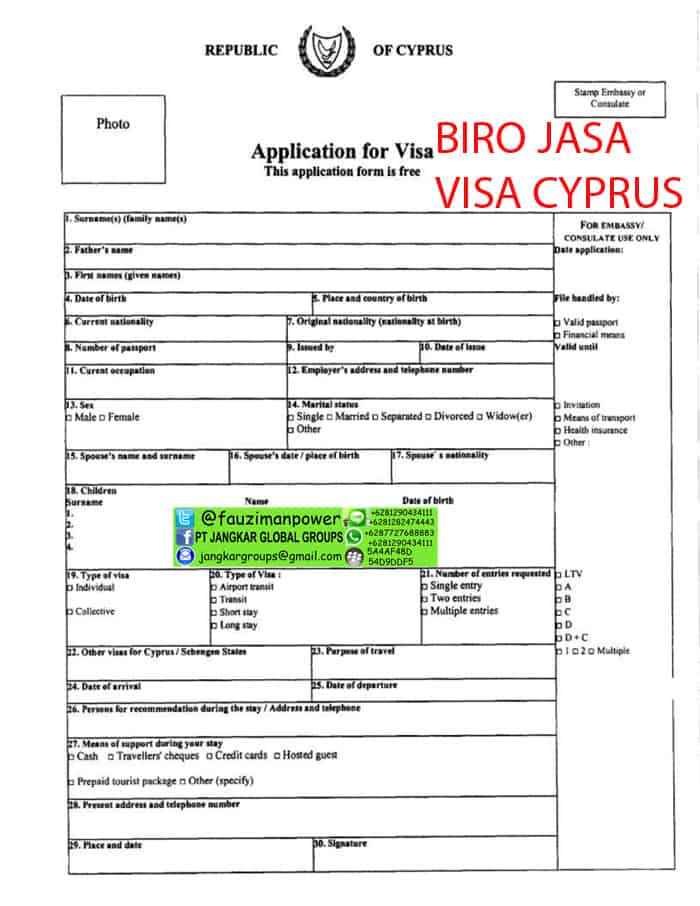 formulir visa cyprus