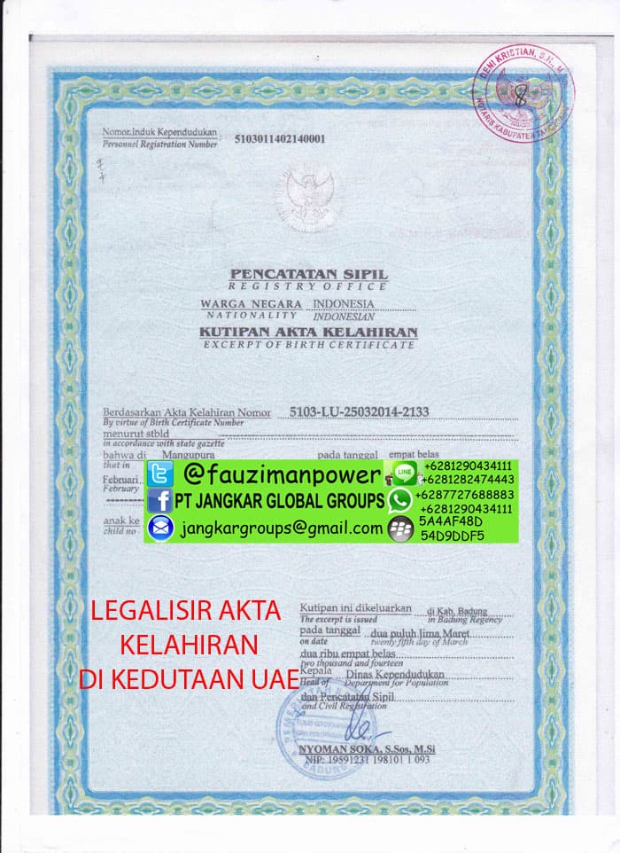 legalisir akta kelahiran di kedutaan uae