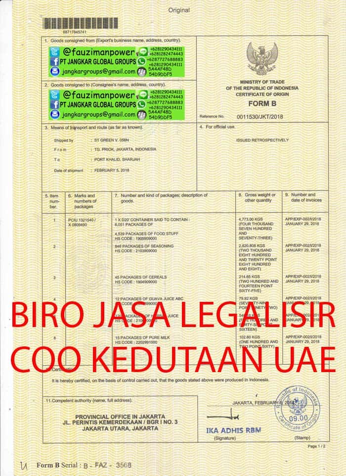 legalisir coo embassy uae