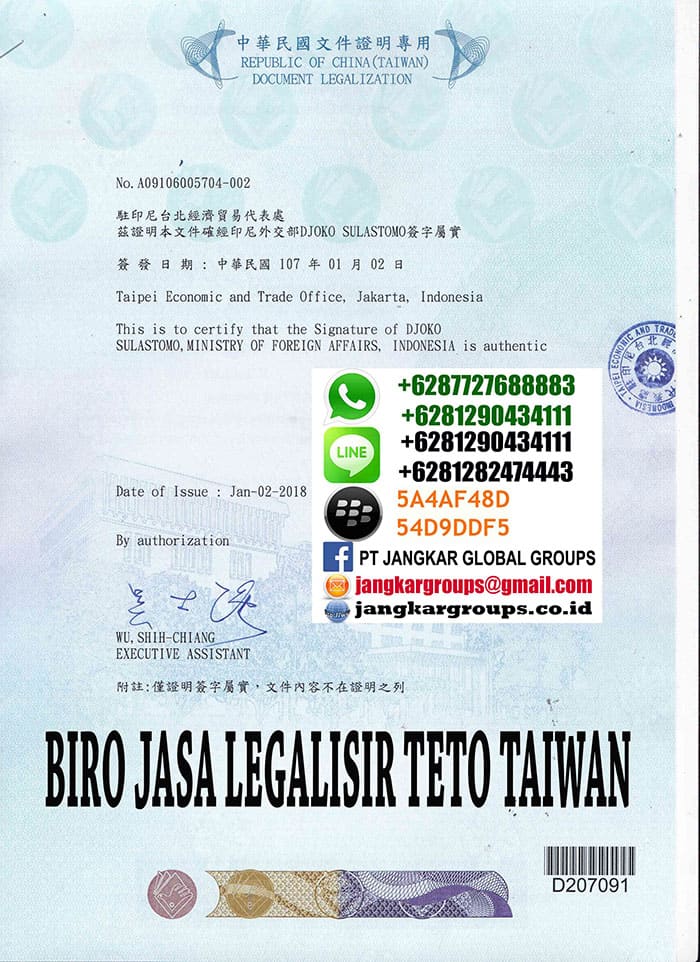 Legalisir teto pengalaman kerja taiwan