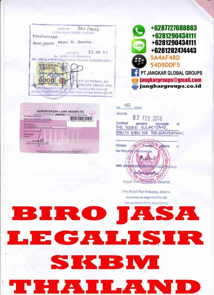 Legalisir translate skbm3 thailand