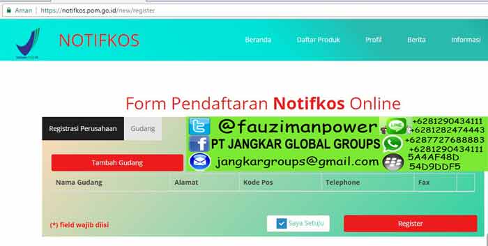 formulir pendaftaran gudang notifkos bpom