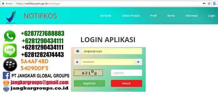 login aplikasi notifkos sub account